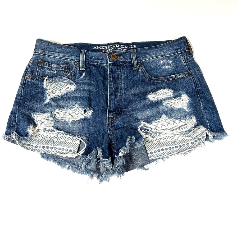 Y2K American Eagle Women’s Size 8 Vintage Hi Rise Festival Jean Shorts #0355